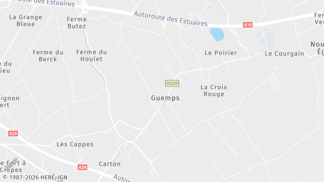 Carte de la zone d'intervention à Guemps