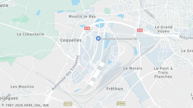 Carte de la zone d'intervention à Coquelles