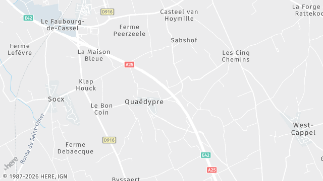 Carte de la zone d'intervention à Quaëdypre