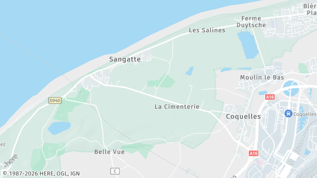 Carte de la zone d'intervention à Sangatte