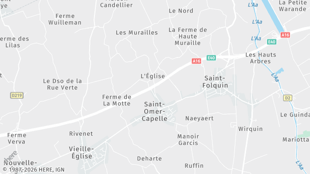 Carte de la zone d'intervention à Saint-Omer-Capelle