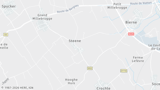 Carte de la zone d'intervention à Steene