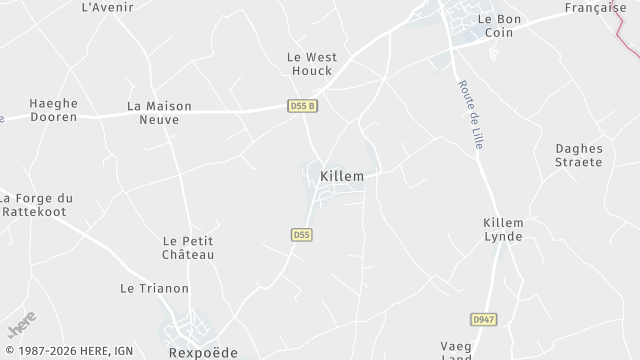 Carte de la zone d'intervention à Killem