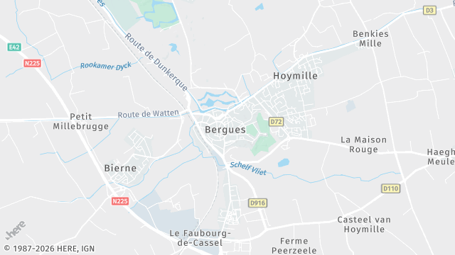 Carte de la zone d'intervention à Bergues