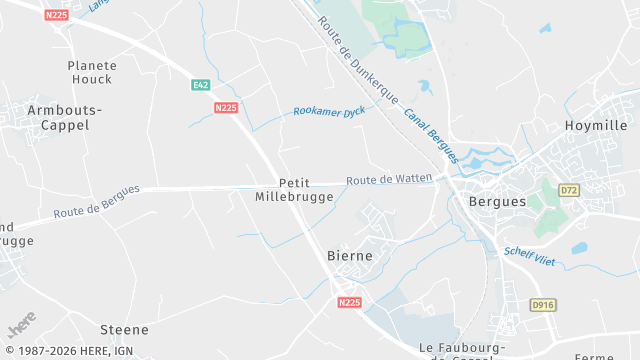 Carte de la zone d'intervention à Bierne