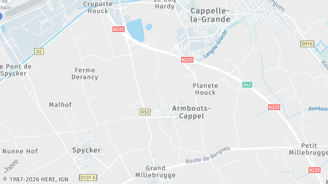 Carte de la zone d'intervention à Armbouts-Cappel