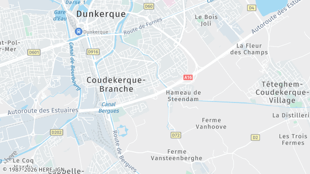Carte de la zone d'intervention à Coudekerque-Branche