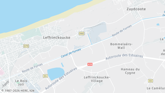 Carte de la zone d'intervention à Leffrinckoucke