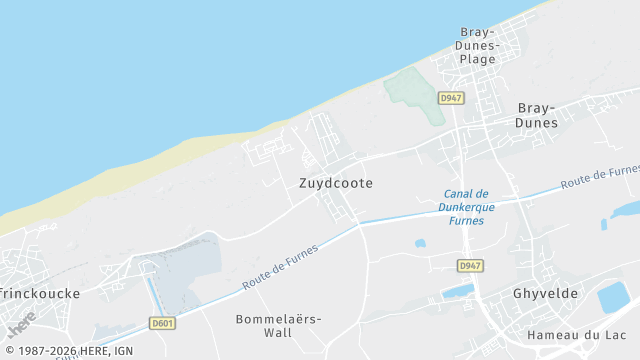 Carte de la zone d'intervention à Zuydcoote