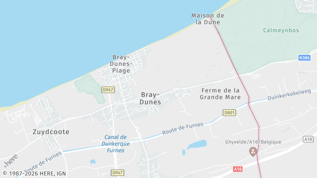Carte de la zone d'intervention à Bray-Dunes